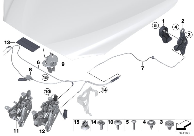 Le diagramme Système de fermeture du capot moteur pour votre BMW