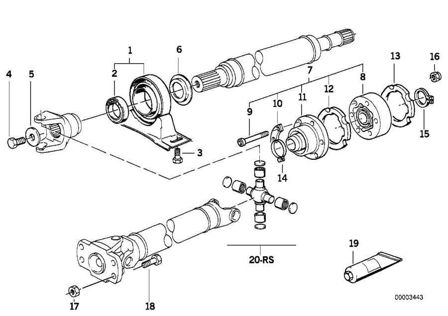 Diagram DRIVE SHAFT-CEN.BEARING-CONST.VEL.JOINT for your 2016 BMW i3  60Ah 