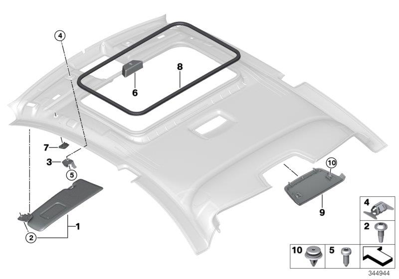 Diagram Mounting parts, roof antenna for your BMW M240i  