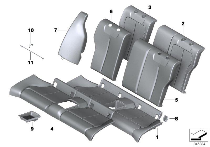 Diagram Seat rear, upholstery & cover base seat for your 2017 BMW 440iX   