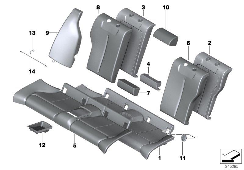 Diagram Seat, rear, uphlstry/cover, load-through for your 2012 BMW M6   