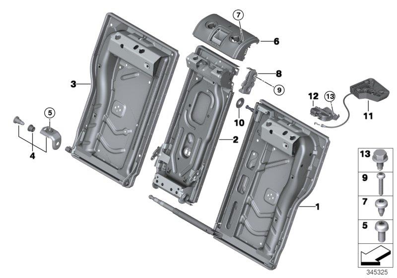 Diagram Seat, rear, seat frame, load-through for your BMW