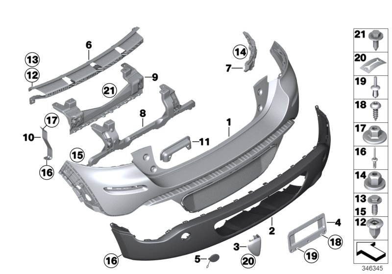 Diagram Trim cover, rear for your MINI