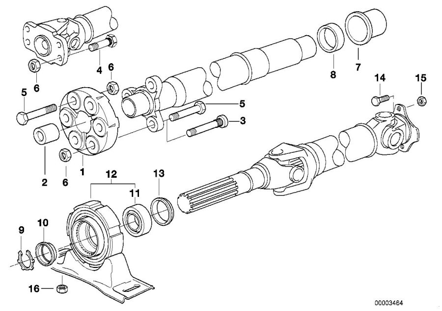 Diagram DRIVE SHAFT-CENT.BEARING-UNIVERSAL JOINT for your BMW M3  
