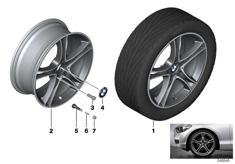 Diagram BMW LA wheel Double Spoke 361-19"" for your BMW