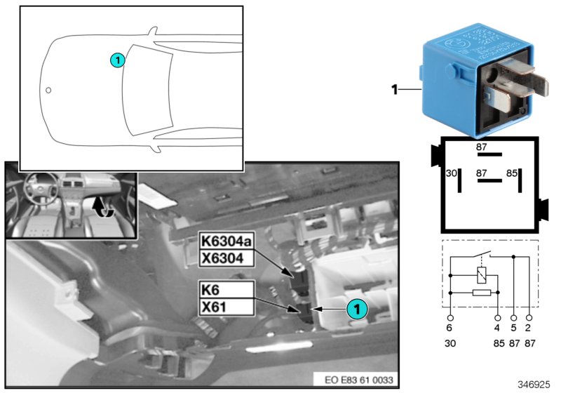 Diagram Relay for headlight cleaning system K6 for your BMW