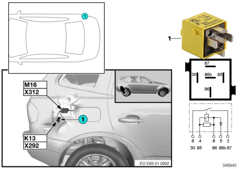 Diagram Relay for heated rear window K13 for your 2018 BMW X2 28iX  