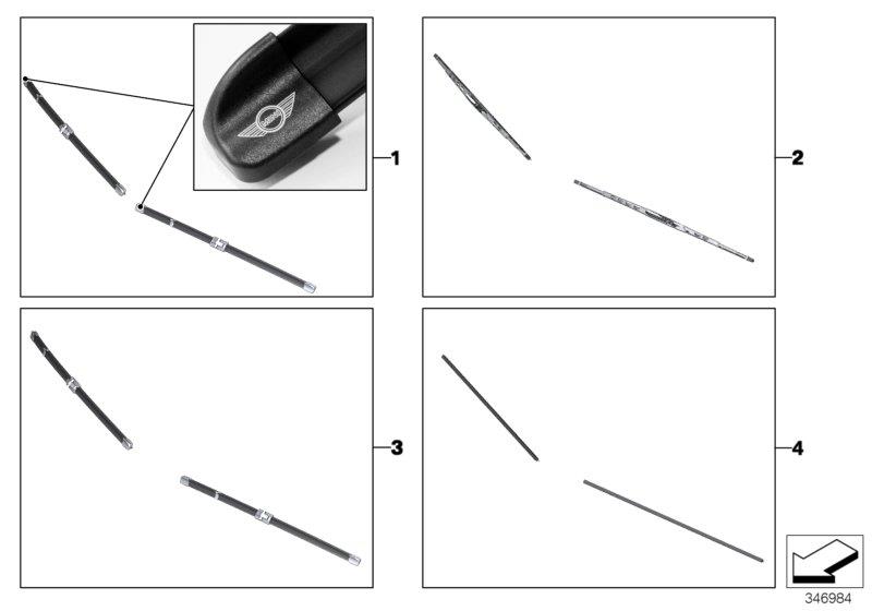 Diagram Set of wiper blades for your MINI