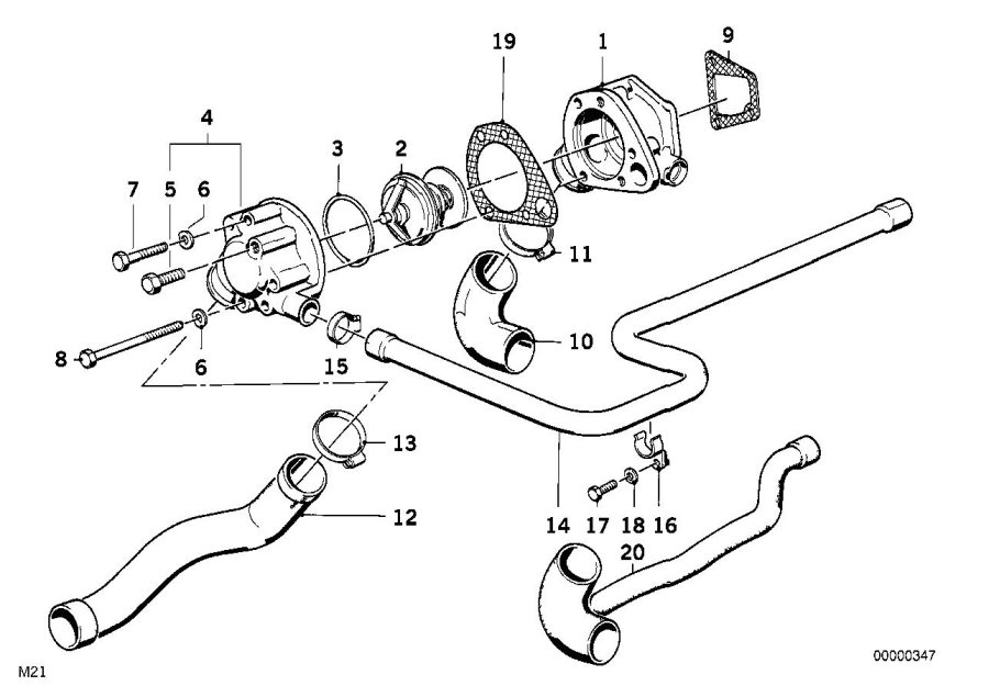 Diagram Cooling SYSTEM-THERMOSTAT/WATER hoses for your 2017 BMW M4 GTS   