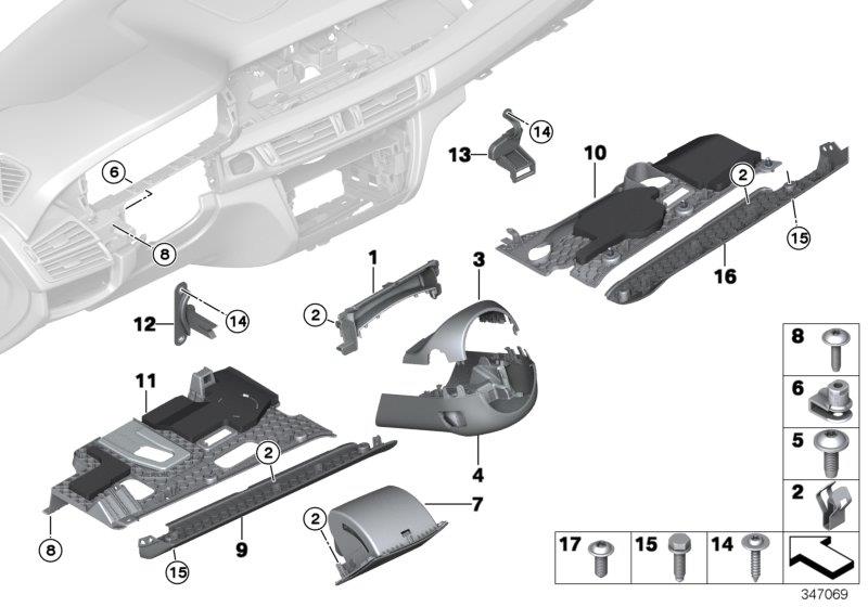 Diagram Mounting parts, I-panel, bottom for your 1988 BMW M6   