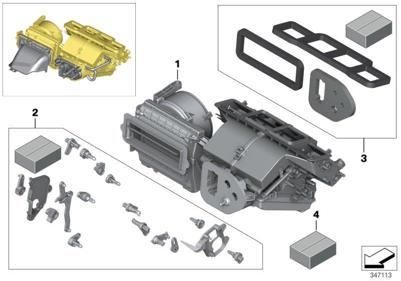 Diagram Housing parts, heater and air condit. for your BMW