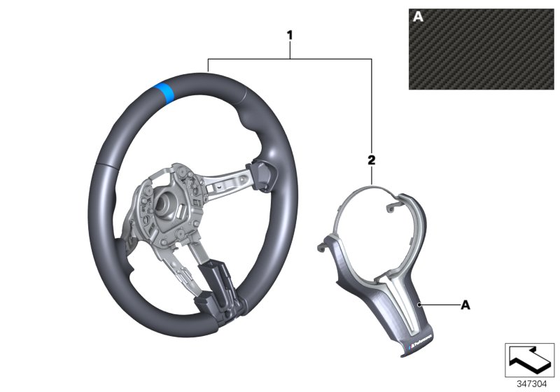 Diagram M Performance steering wheel, Alcantara for your 2019 BMW 330e   
