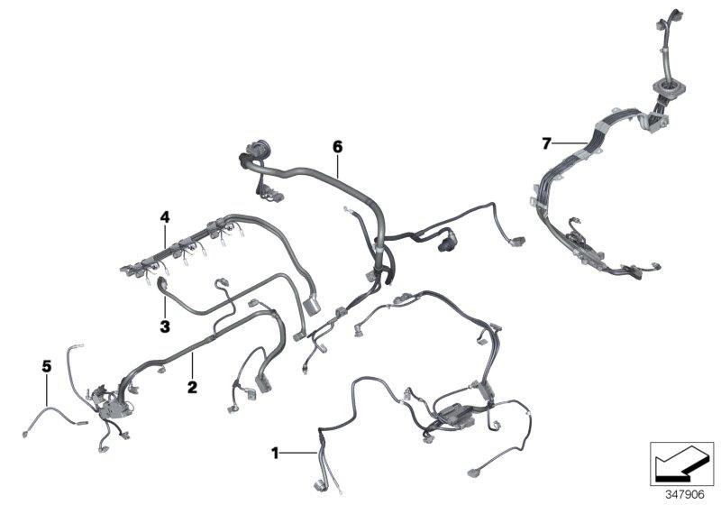 Le diagramme Faisceau de câbles moteur pour votre BMW X5  