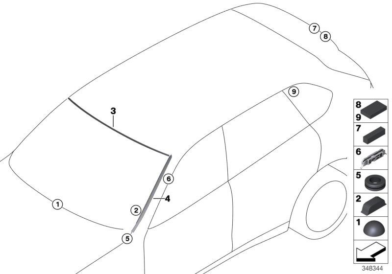 Diagram Window mounting parts for your 2016 BMW X5   