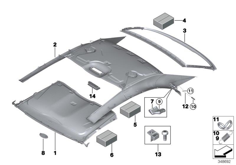 Diagram Internal head lining for your 2009 BMW 550i   