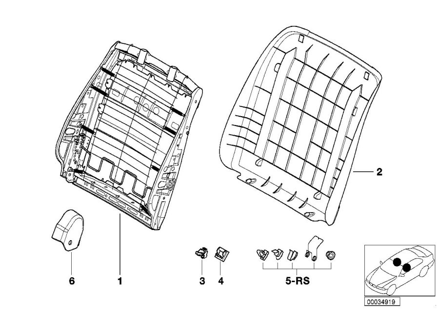 Diagram FRONT SEAT BACKREST FRAME/REAR PANEL for your 2012 BMW M6   