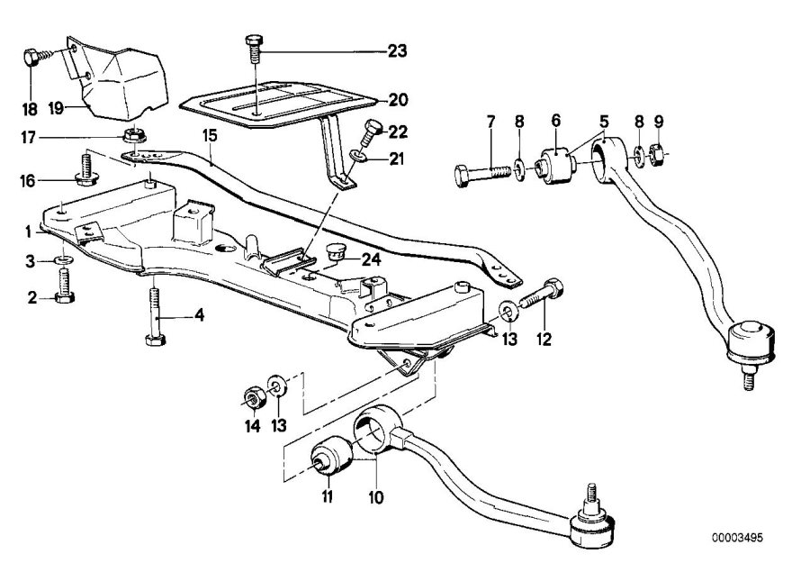 Diagram Front axle SUPPORT/WISHBONE for your BMW