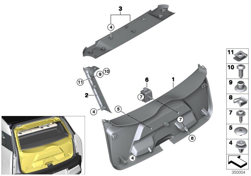 Diagram TRUNK LID TRIM PANEL for your 1987 BMW M3   