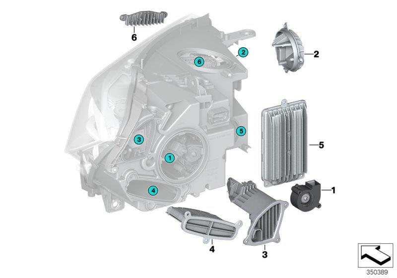 Diagram Single parts, headlight LED for your BMW