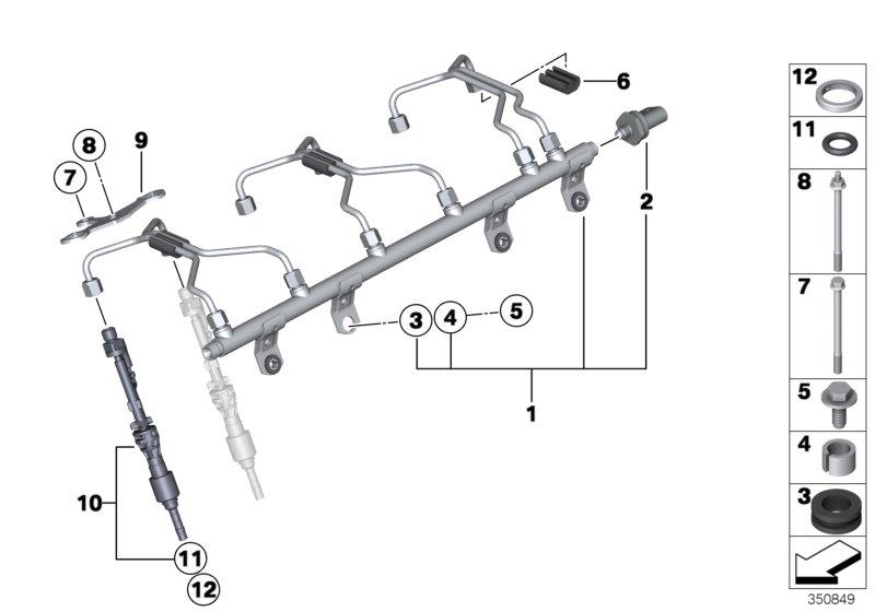 Diagram High-pressure rail/injector/bracket for your BMW
