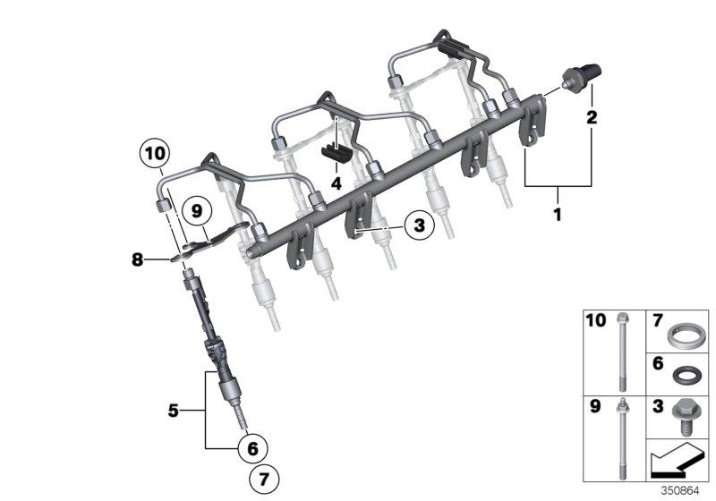 Diagram High-pressure rail/injector/line for your BMW X3  
