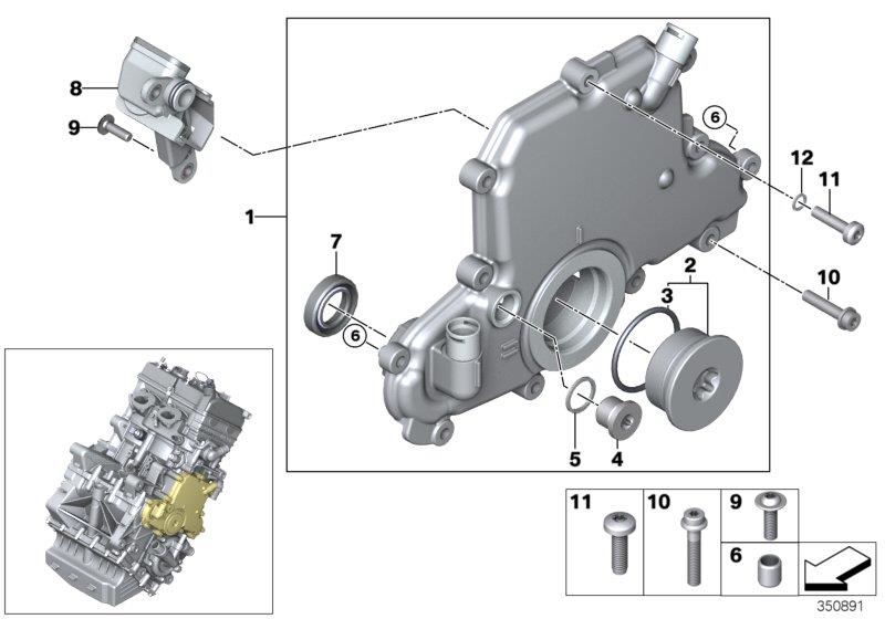 Diagram Timing case cover for your BMW i3s  