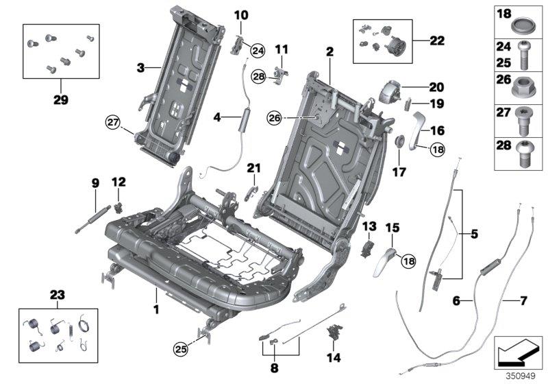 Diagram Seat, rear, seat frame, Comfort seat for your BMW