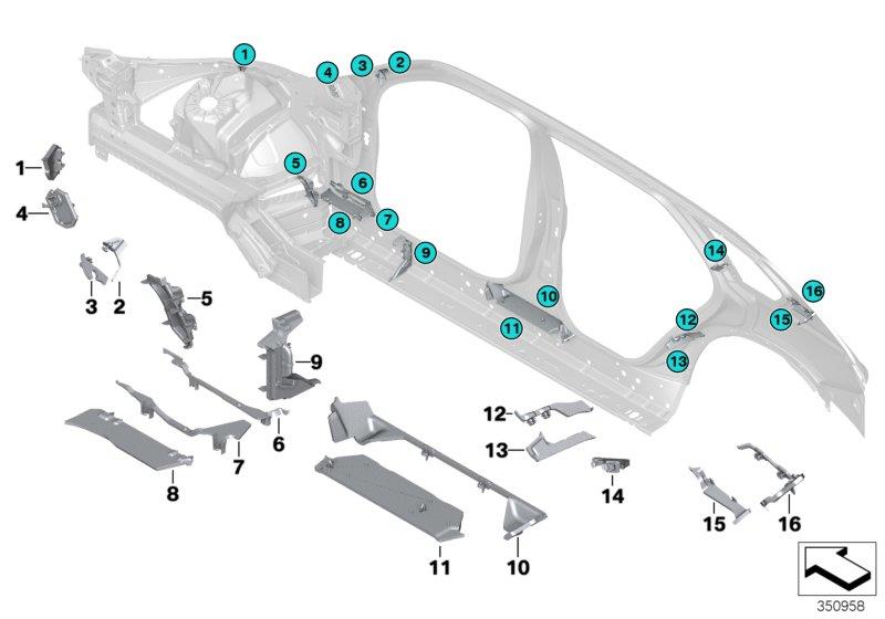 Diagram Cavity shielding, side frame for your 1988 BMW M6   