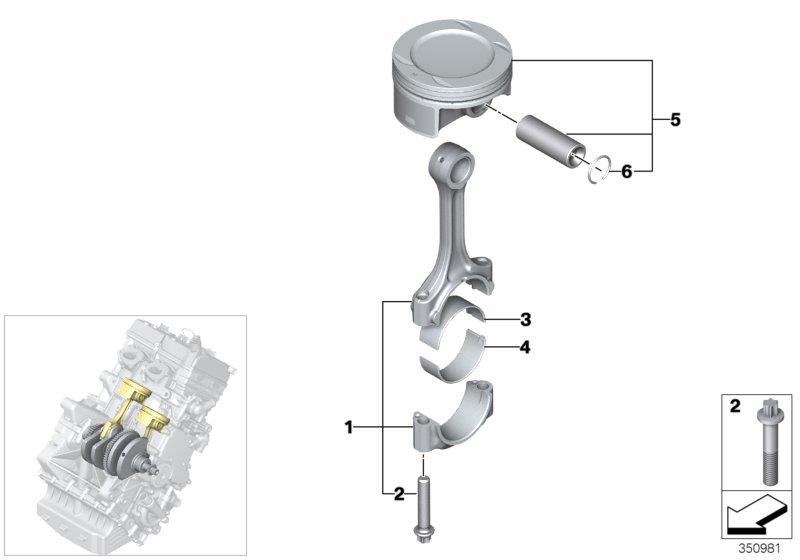 Diagram Crankshaft asbly - Connecting rod/piston for your 2014 BMW M6   