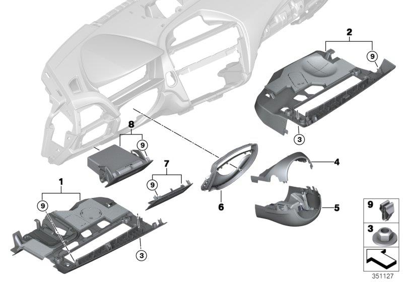 Diagram Mounting parts, I-panel, bottom for your 2013 BMW M3   