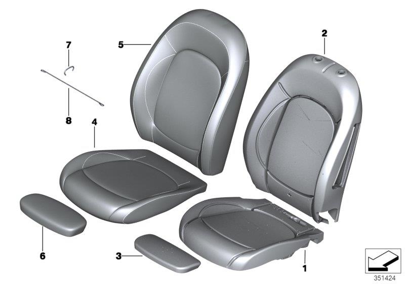 Diagram FR.seat, cushion & seat CVR, piping seat for your MINI