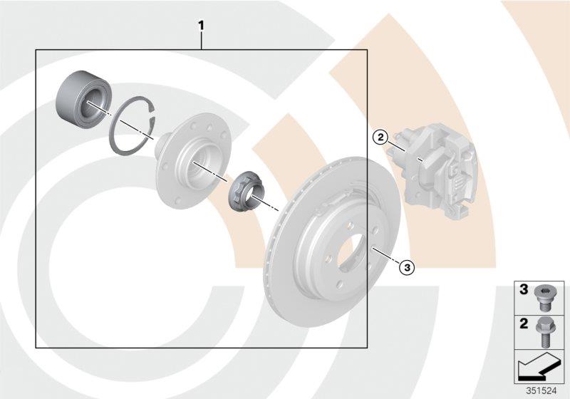 Le diagramme Kit réparation roulement de roue arrière pour votre BMW