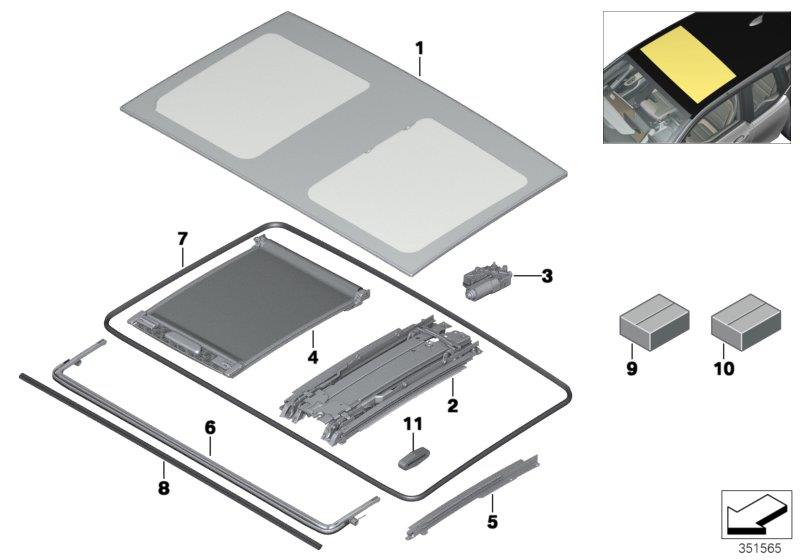 Diagram SINGLE PARTS FOR SLIDING LIFTING ROOF for your BMW