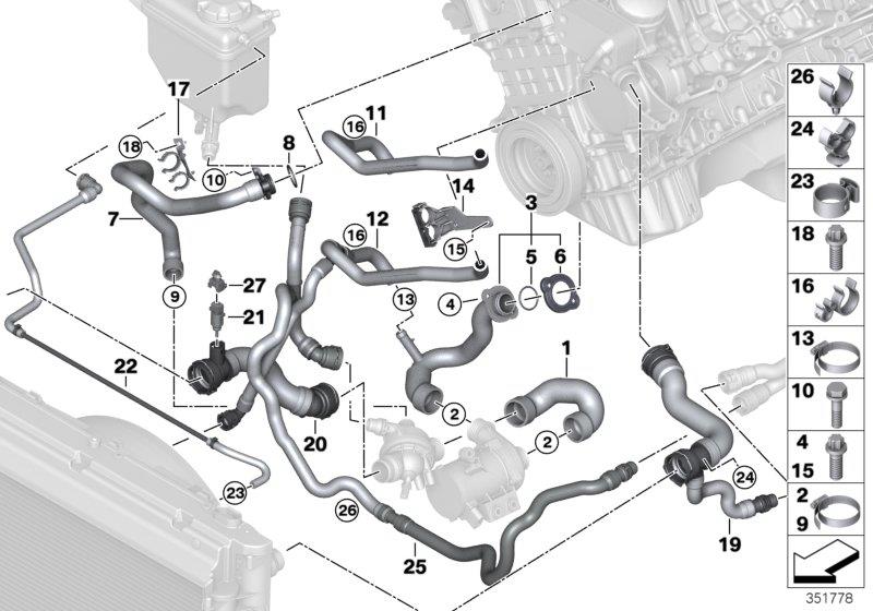 Diagram Cooling system coolant hoses for your 2014 BMW 328dX   