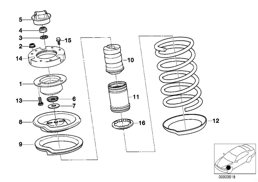 Diagram Guide SUPPORT/SPRING PAD/ATTACHING parts for your 2024 BMW Z4   