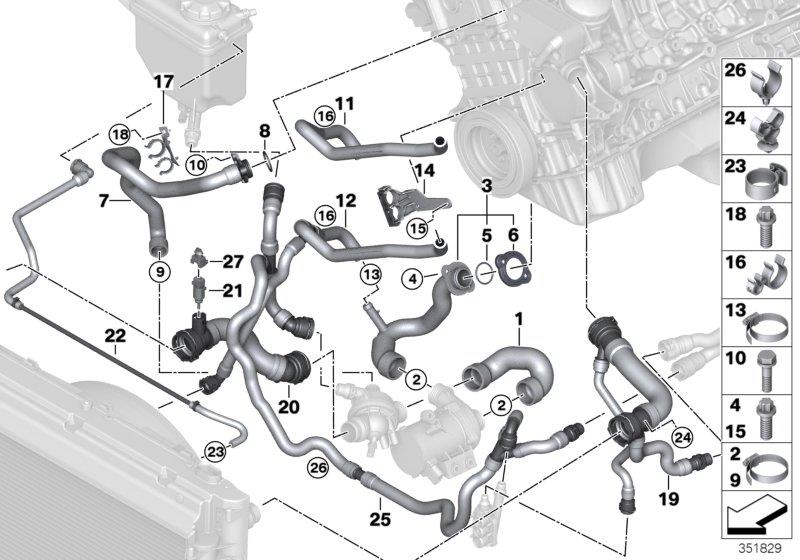 Diagram Cooling system coolant hoses for your 2007 BMW 528i   
