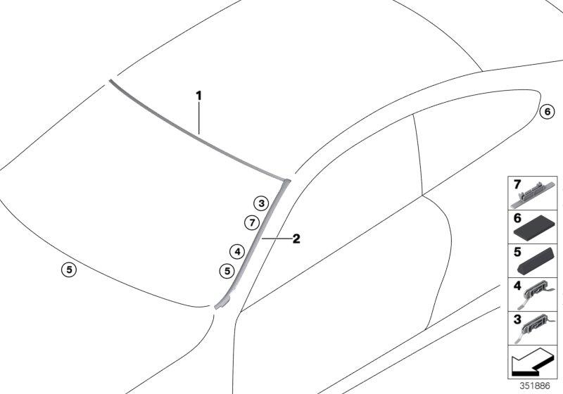 Diagram Window mounting parts for your 2018 BMW M6   