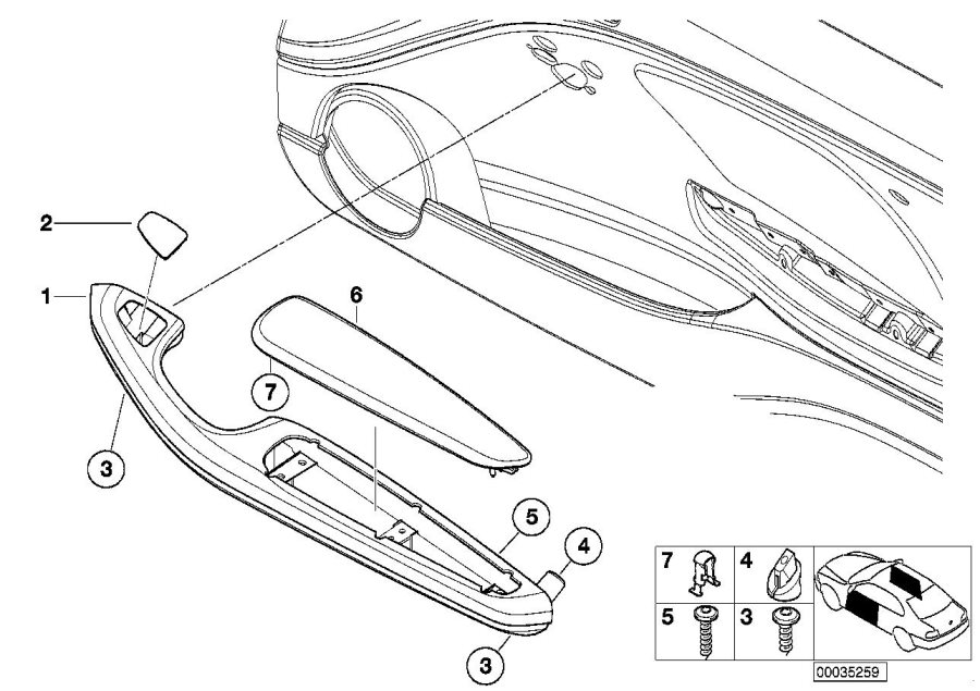 Diagram Armrest, front for your BMW