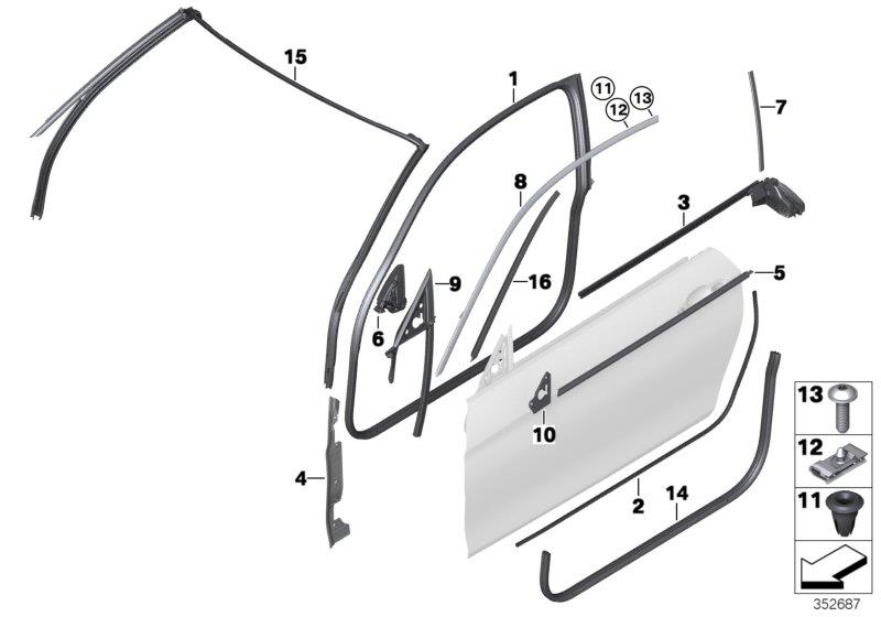 Diagram Trim and seals for door, front for your BMW