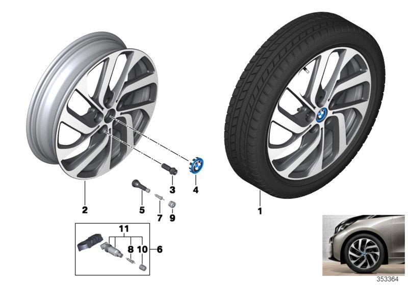 Diagram BMW i LA wheel Turbine Styling 428 - 19" for your BMW i3  94Ah Rex