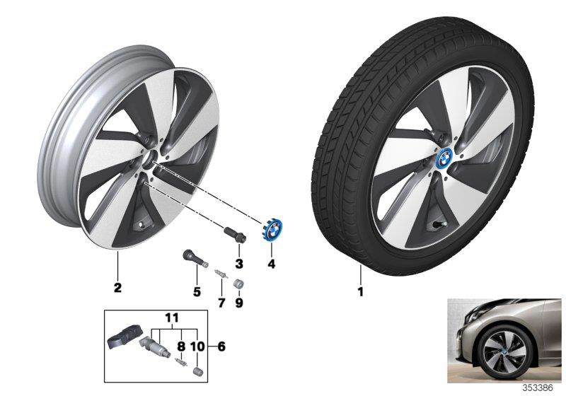 Diagram BMW i LA wheel Turbine Styling 429 - 19" for your 2019 BMW i3  94Ah Rex 