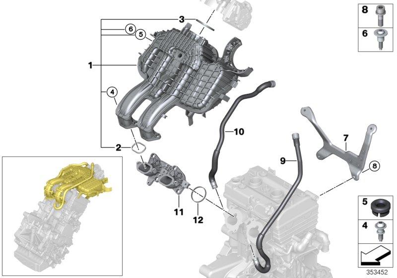 Diagram MOUNTING PARTS F INTAKE MANIFOLD SYSTEM for your 2016 BMW 435iX   