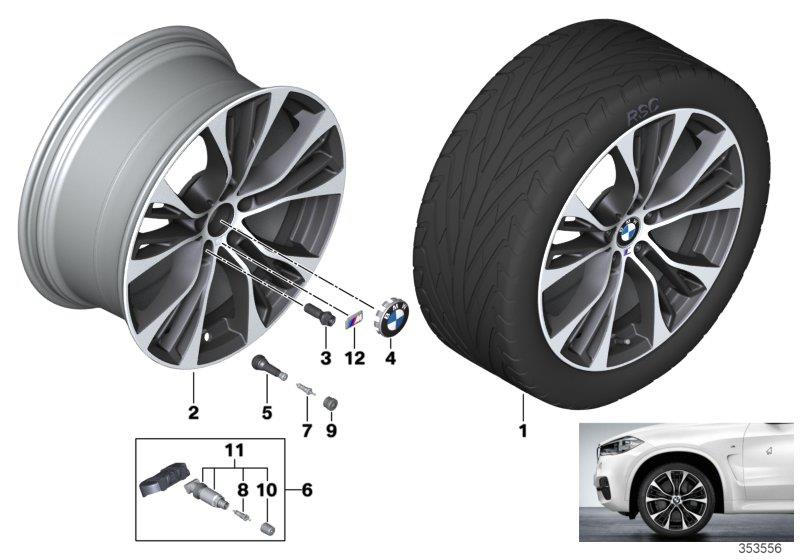 Le diagramme Roue AL BMW M rayons doubles 599M pour votre 2018 BMW X5   