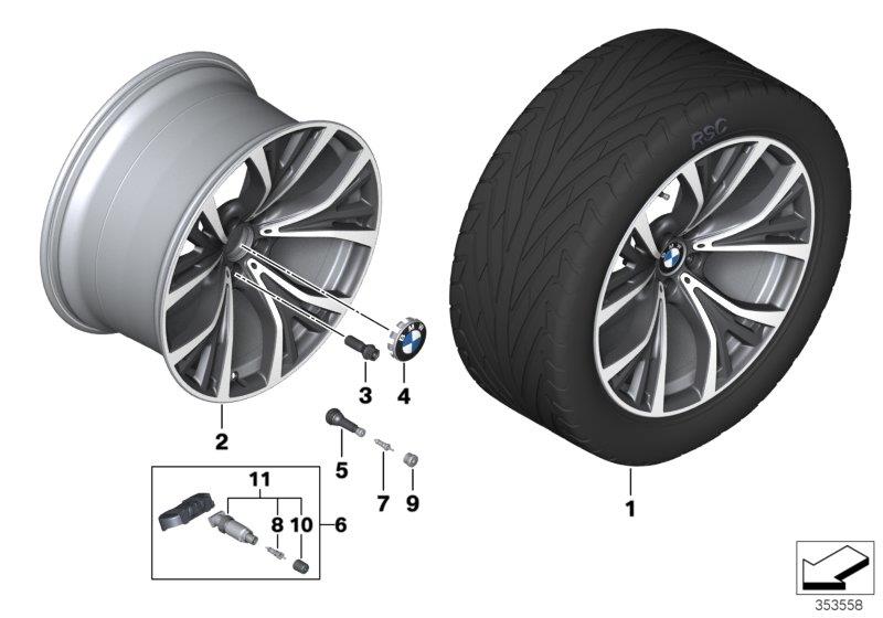 Diagram BMW LA wheel Y-Spoke 627 for your BMW X6  