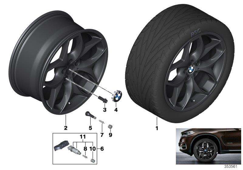 Diagram BMW LA wheel, dual spoke 215 for your 2010 BMW X5   