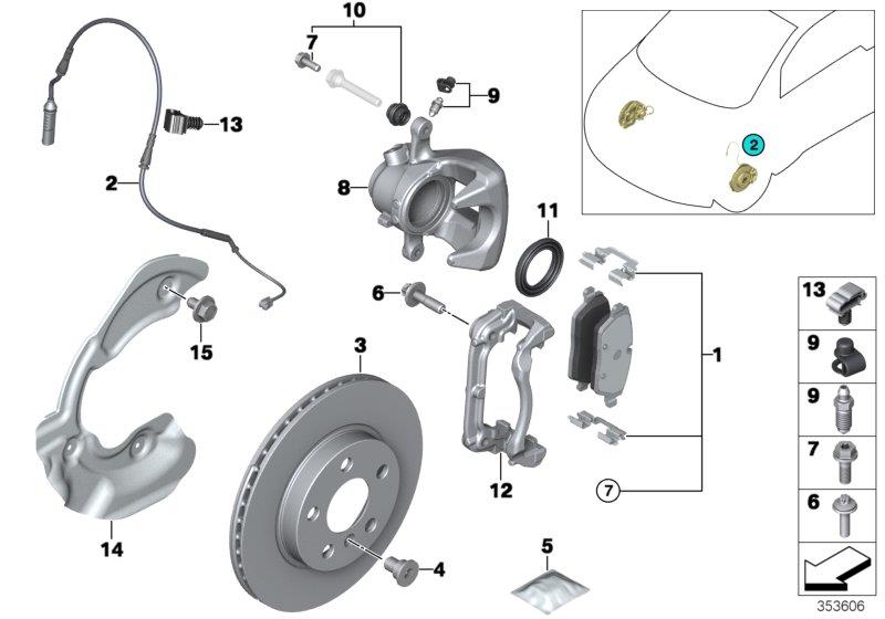 Diagram FRONT WHEEL BRAKE for your 1988 BMW M6   