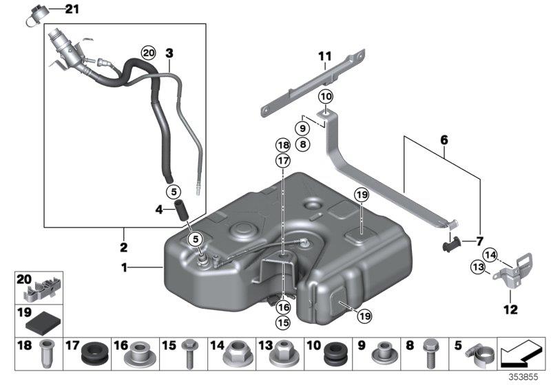 Diagram SCR tank / mounted parts / lines for your 2024 BMW 228iX   