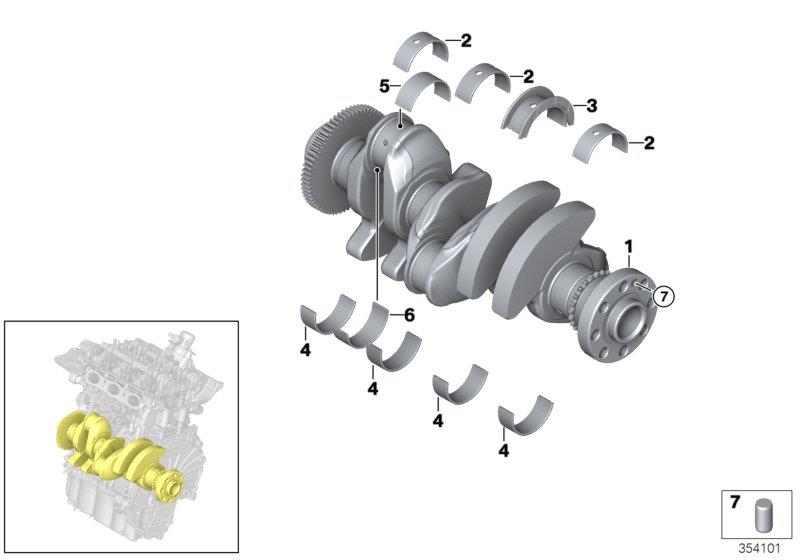 Diagram Crankshaft With Bearing Shells for your BMW