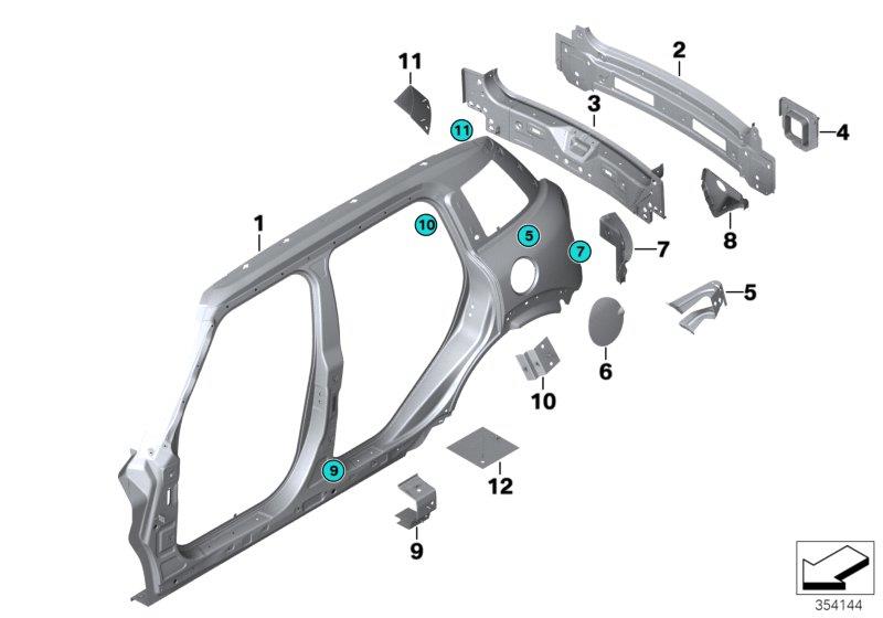 Diagram SIDE PANEL/TAIL TRIM for your 2019 MINI Hardtop   