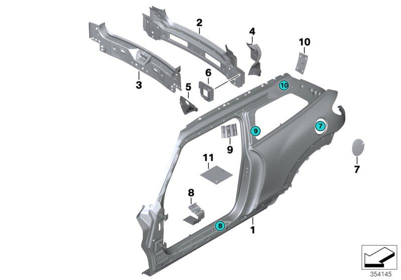 Diagram SIDE PANEL/TAIL TRIM for your 2019 MINI Hardtop   